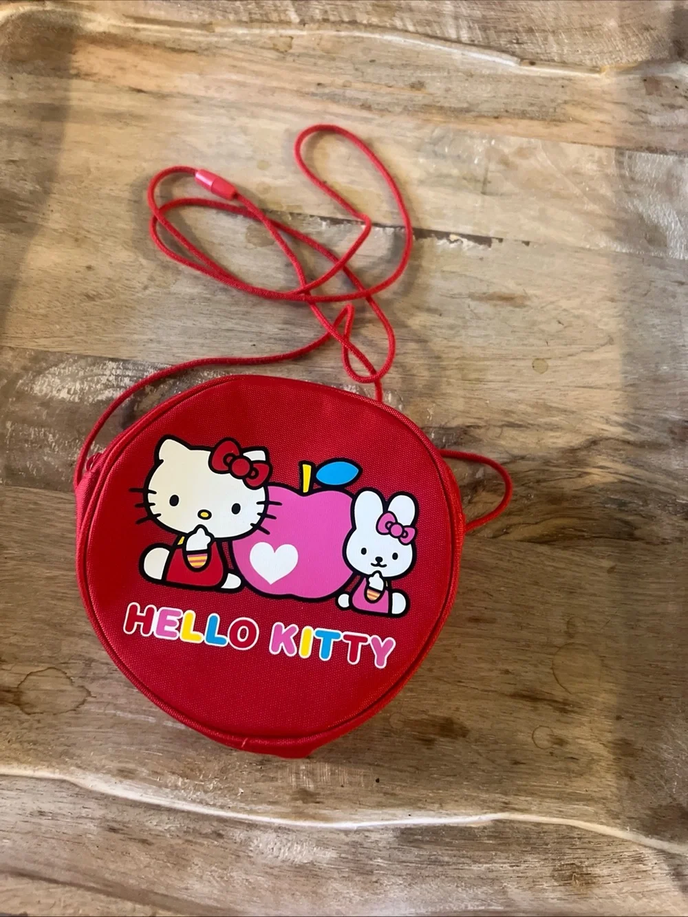 Sanrio Hello Kitty Red and Pink Round Kids Crossbody Bag Vtg 2003
